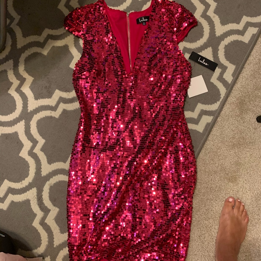 Lulus Magenta Sequin Dress